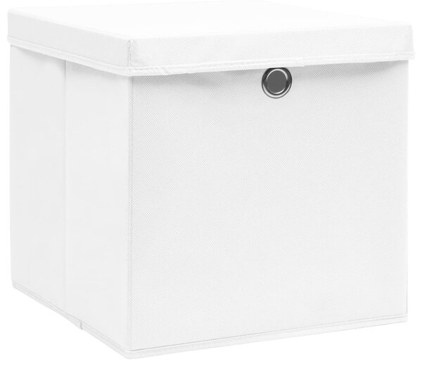 Storage Boxes with Lids 10 pcs White 32x32x32 cm Fabric