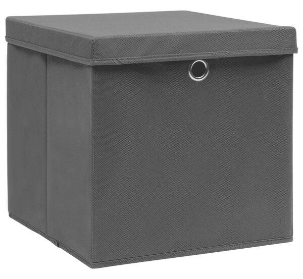 Storage Boxes with Lids 4 pcs Black 32x32x32 cm Fabric