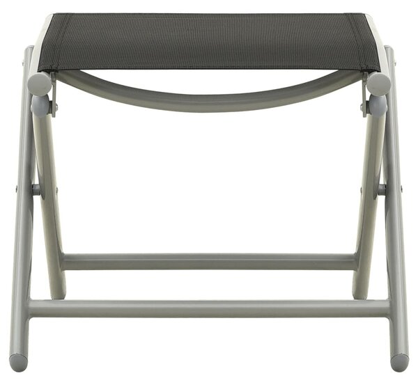 Folding Footrest Black and Silver Textilene and Aluminium