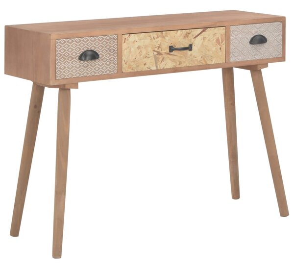 Console Table with 3 Drawers 100x30x73 cm Solid Pinewood