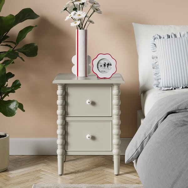 Pippin 2 Drawer Bedside Table Stone