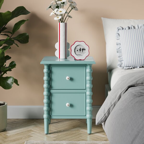 Pippin 2 Drawer Bedside Table Aqua