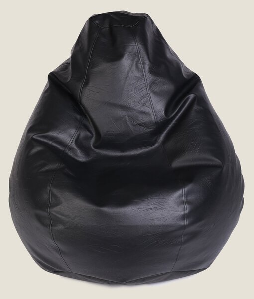 Kaikoo Faux Leather Tear Drop Beanbag Black