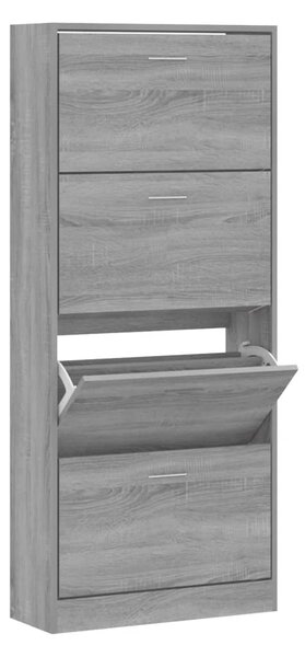 Shoe Cabinet Grey Sonoma 63x24x147 cm Engineered Wood