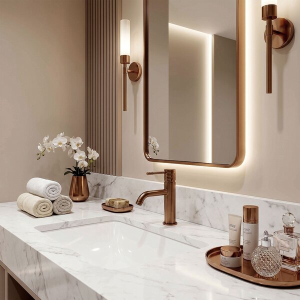 Bathroom faucet Rea Lungo Diamond Brush Copper