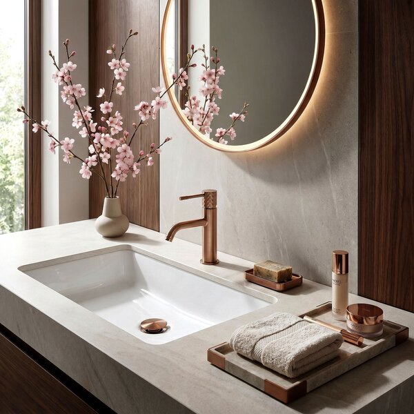 Bathroom faucet Rea Lungo Diamond Brush Copper