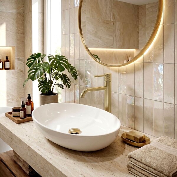 Bathroom faucet Rea Lungo Diamond Brush Gold High