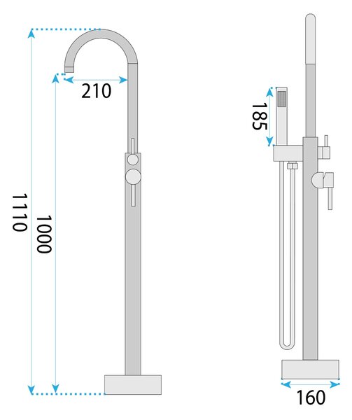 Free-standing faucet Rea Lungo Copper