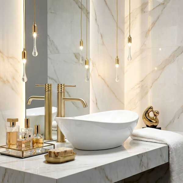 Bathroom faucet Rea Lungo Diamond Brush Gold High