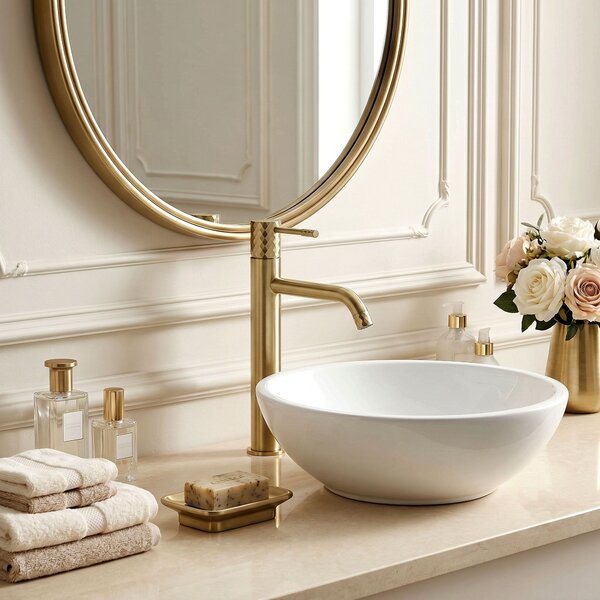 Bathroom faucet Rea Lungo Diamond Brush Gold High