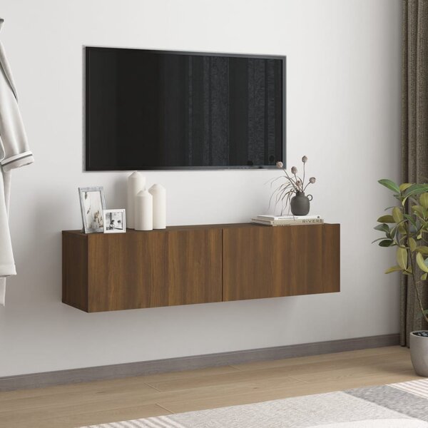 TV Wall Cabinet Brown Oak 120x30x30 cm Engineered Wood