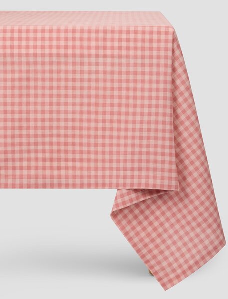 Dusty Pink & Rose Gingham Linen Blend Tablecloth | Medium | Piglet in Bed