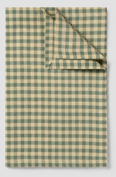 Elm Green & Butter Yellow Gingham Linen Blend Table Runner | 45 x 200cm | Piglet in Bed