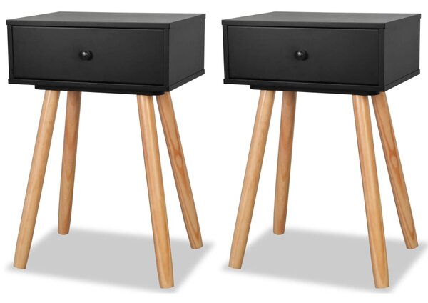 Bedside Tables 2 pcs Solid Pinewood 40x30x61 cm Black