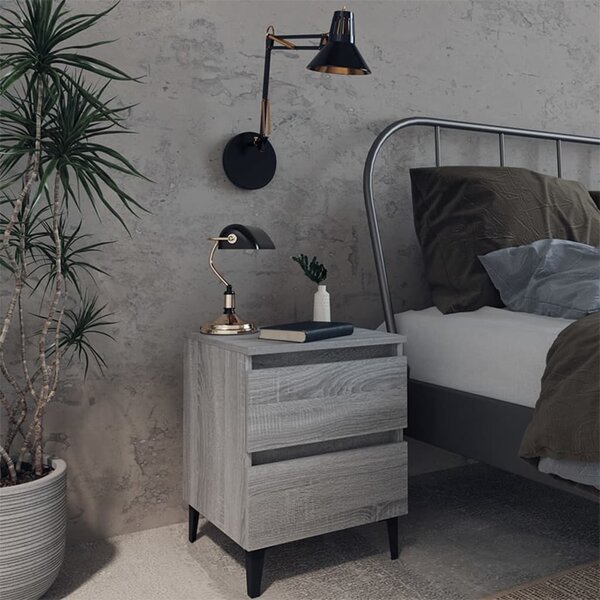 Bed Cabinets with Metal Legs 2 pcs Grey Sonoma 40x35x50 cm