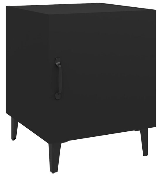 Bedside Cabinet Black Engineered Wood