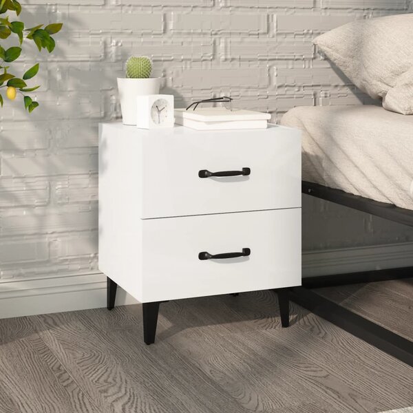 Bedside Cabinet High Gloss White 40x35x47.5 cm