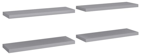 Floating Wall Shelves 4 pcs Grey 80x23.5x3.8 cm MDF