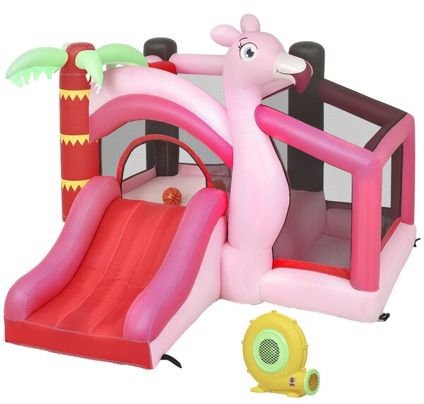 AIYAPLAY Inflatable Bounce House for Kids with Slide, Ball Pit, Basketball Hoop and Blower for Indoor Outdoor Garden, Pink