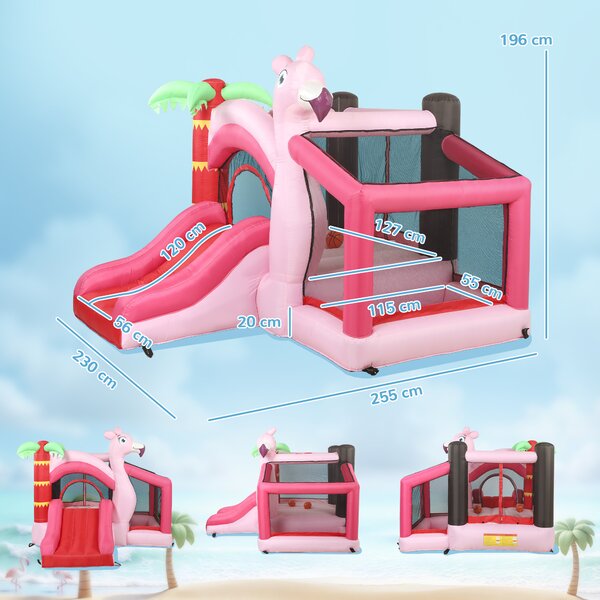 AIYAPLAY Inflatable Bounce House for Kids with Slide, Ball Pit, Basketball Hoop and Blower for Indoor Outdoor Garden, Pink