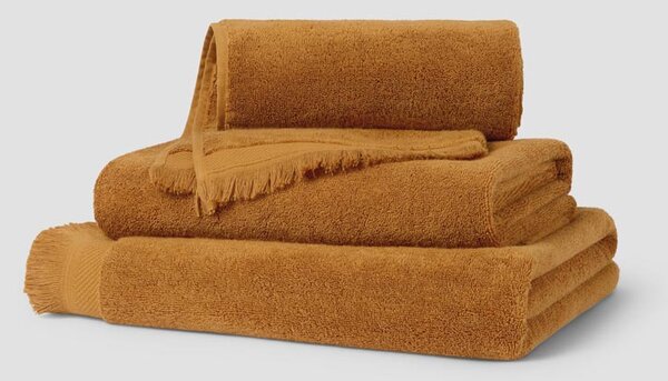 Russet Yellow Fringe Edge Cotton Towels | Hand Towel | Piglet in Bed
