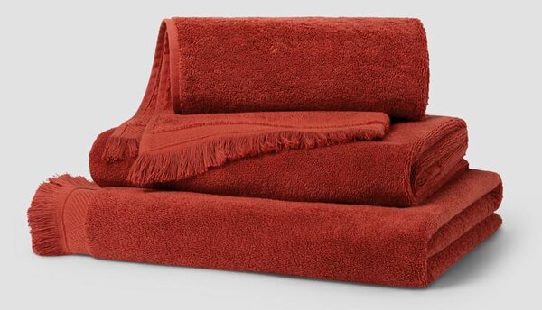Sandstone Red Fringe Edge Cotton Towels | Hand Towel | Piglet in Bed