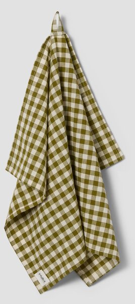 Botanical Green Gingham Linen Blend Tea Towel | Default | Piglet in Bed