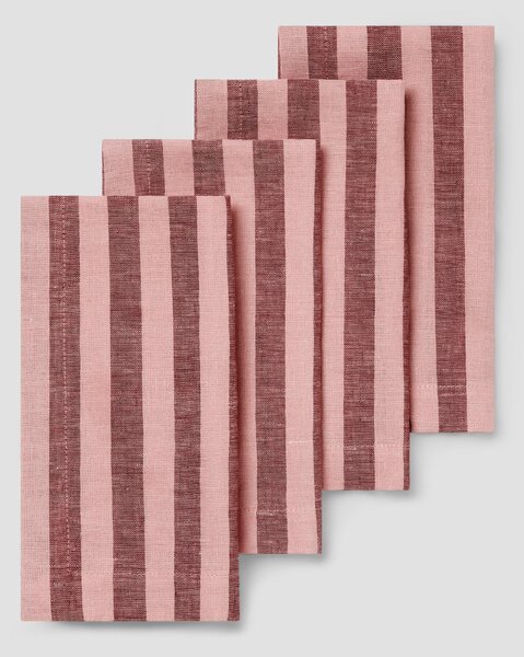 Rhubarb & Rose Pembroke Stripe Linen Blend Napkins Set of 4 | Default | Piglet in Bed