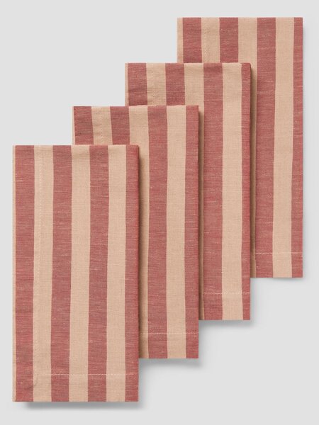 Sandstone Red Pembroke Stripe Linen Blend Napkins Set of 4 | Default | Piglet in Bed
