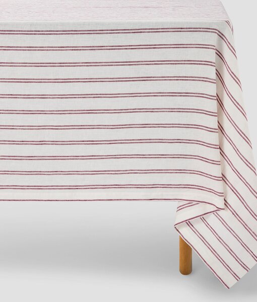Rhubarb Kemptown Stripe Linen Blend Tablecloth | Medium | Piglet in Bed