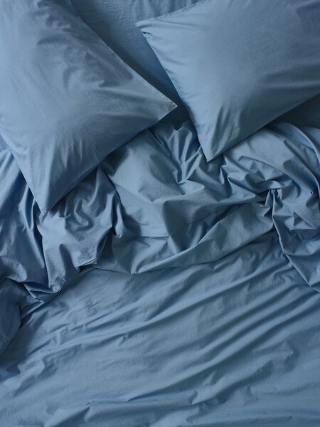 Cove Blue Washed Cotton Percale Duvet Cover | Single | Piglet in Bed
