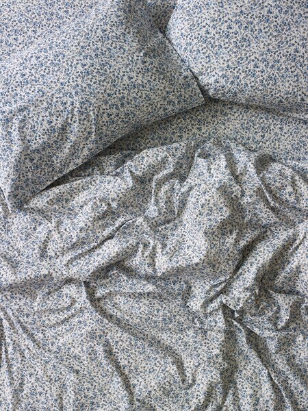 Blue Mini Meadow Cotton Duvet Cover | Double | Piglet in Bed