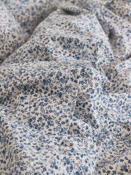Blue Mini Meadow Cotton Flat Sheet | Single | Piglet in Bed