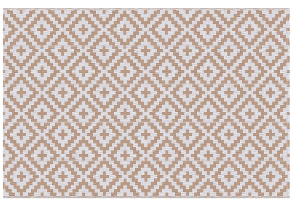 Outsunny Reversible Outdoor RV Rug, Patio Floor Mat, 274 x 182 cm Plastic Straw Rug for Garden, terrace, Beach, Camping, Coffee & White