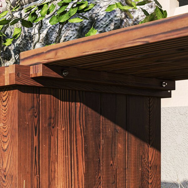 Outsunny Wooden Garden Planter & Bench Combination Garden Raised Bed Patio Park Carbonised Finish 176 x 38 x 40 cm