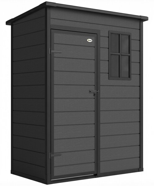 Outsunny 5' x 3' Garden Shed with Floor, Outdoor Storage Shed with Lockable Door, Window and Vent, Dark Grey