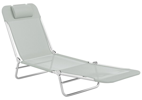 Outsunny Steel Frame Sun Lounger, with Reclining Back - Light Grey