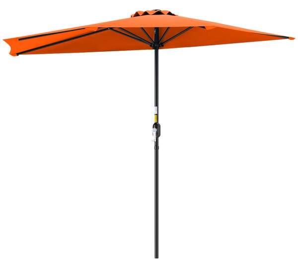 Outsunny Half Round Parasol Umbrella - Orange