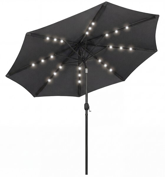 Outsunny 2.6 m Garden Parasol Umbrella with LED Solar Light, Parasol Cover, Outdoor Market Patio Umbrella, Black
