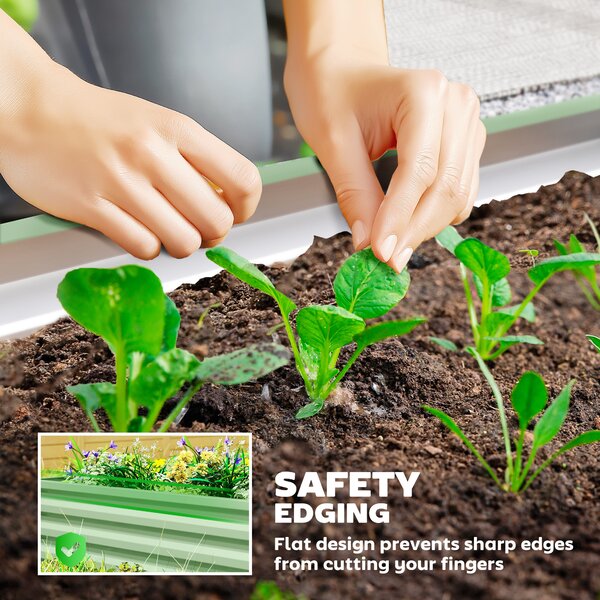 Outsunny Set of Two 110 x 50cm Steel Planter Boxes - Light Green