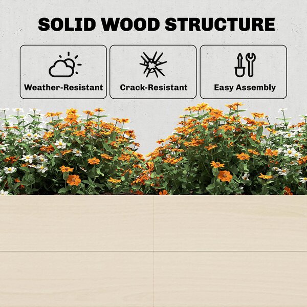 Outsunny Wooden Raised Bed for Garden, 620L Extra Large Raised Garden Bed with Open Bottom, Outdoor Elevated Planter Box
