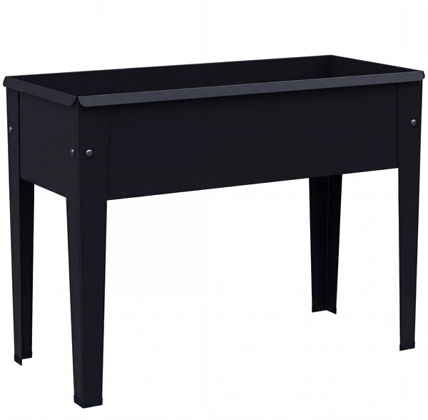 Outsunny Raised Planter, Metal Raised Garden Bed on Legs with Drainage Hole and Foot Covers, Black