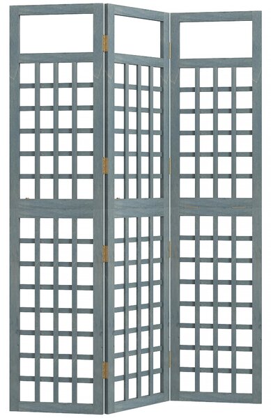Outsunny 3-Panel Garden Privacy Screen, Freestanding Foldable Wooden Outdoor Divider/Trellis, Decorative Privacy Screen, Grey