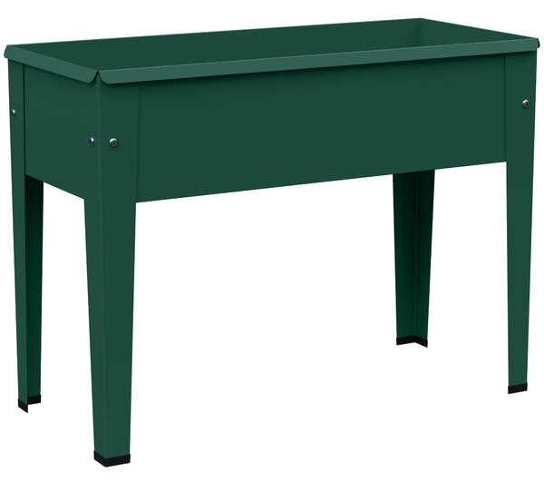 Outsunny Raised Planter, Metal Raised Garden Bed on Legs with Drainage Hole and Foot Covers, Green