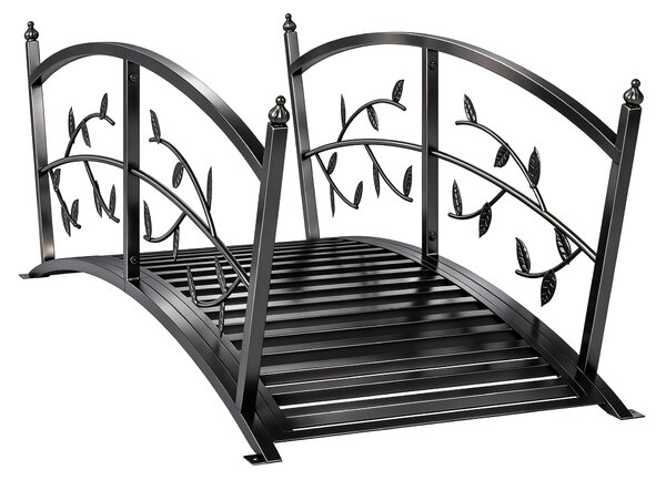 Outsunny 1.2M Metal Garden Bridge with Safety Railings, Outdoor Pond Bridge, Arch Decorative Footbridge for Creek Stream