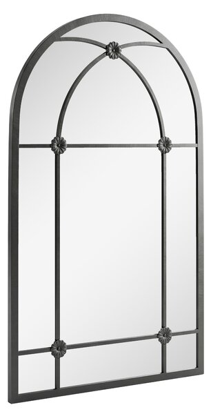 Outsunny Arched Mirror, Shatterproof Acrylic Windowpane Wall Mounted Mirror with Robust Metal Frame, 100 x 60 cm, Black