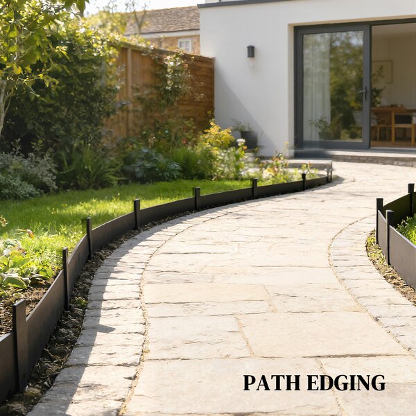 Outsunny 5pcs Garden Fence, Metal Picket Fence Panels, 115x15cm, Black