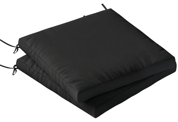 Outsunny Outdoor Seat Cushions Set of 2 with Ties, Waterproof Garden Seat Pads, Black