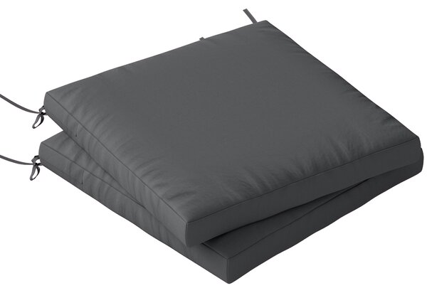 Outsunny Outdoor Seat Cushions Set of 2 with Ties, Waterproof Garden Seat Pads, Dark Grey