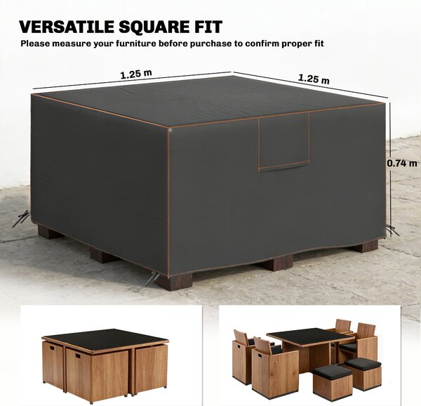 Outsunny Garden Furniture Cover, Waterproof Patio Furniture Cover with Air Vent, 420D Oxford Fabric, 125 x 125 x 74 cm, Black